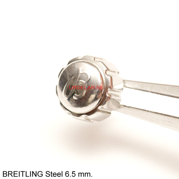 Crown, Breitling Steel, Screw-down, Diam. 6.5 mm.