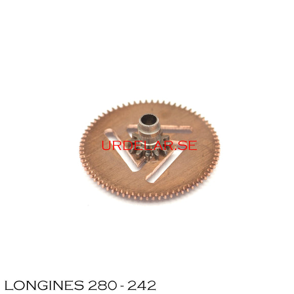 Longines 280-242, Cannon pinion and friction wheel, Ht: 2.61*