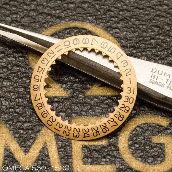 Omega 560-1500, Date Disc, Convex, gold/black