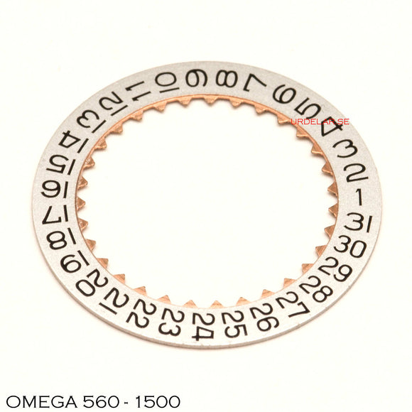 Omega 560-1500, Date disc, flat, silvered/black
