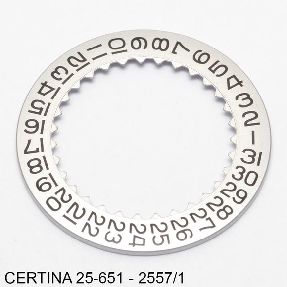 Certina 25-651-2557/1, Date disc, silver, flat, date at 3