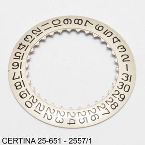 Certina 25-651-2557/1, Date disc, white, bewelled, date at 3
