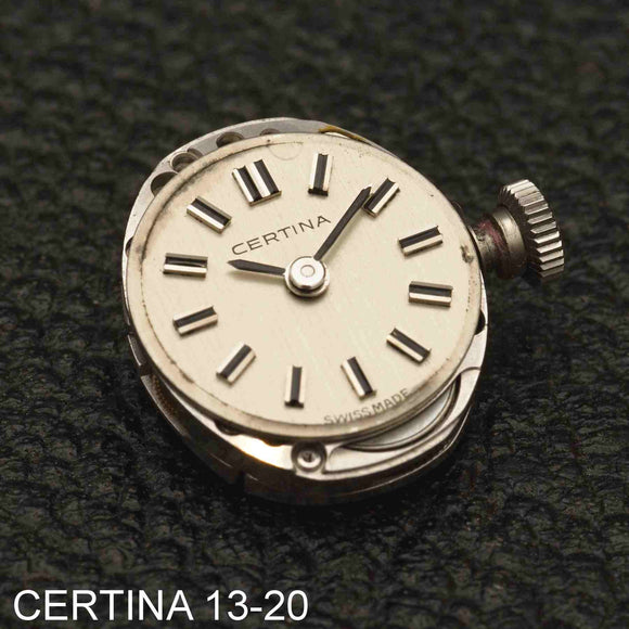 Dial w. hands, Certina, Lady's white gold, Cal: 13-20