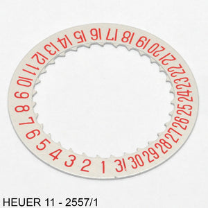 Heuer 11-2557/1, date indicator, red/silver