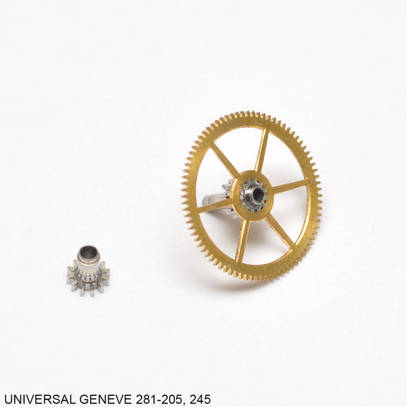 Universal Geneve 281, 285 (14-15.75'''), Center wheel w. canon pinion, No: 205, 245